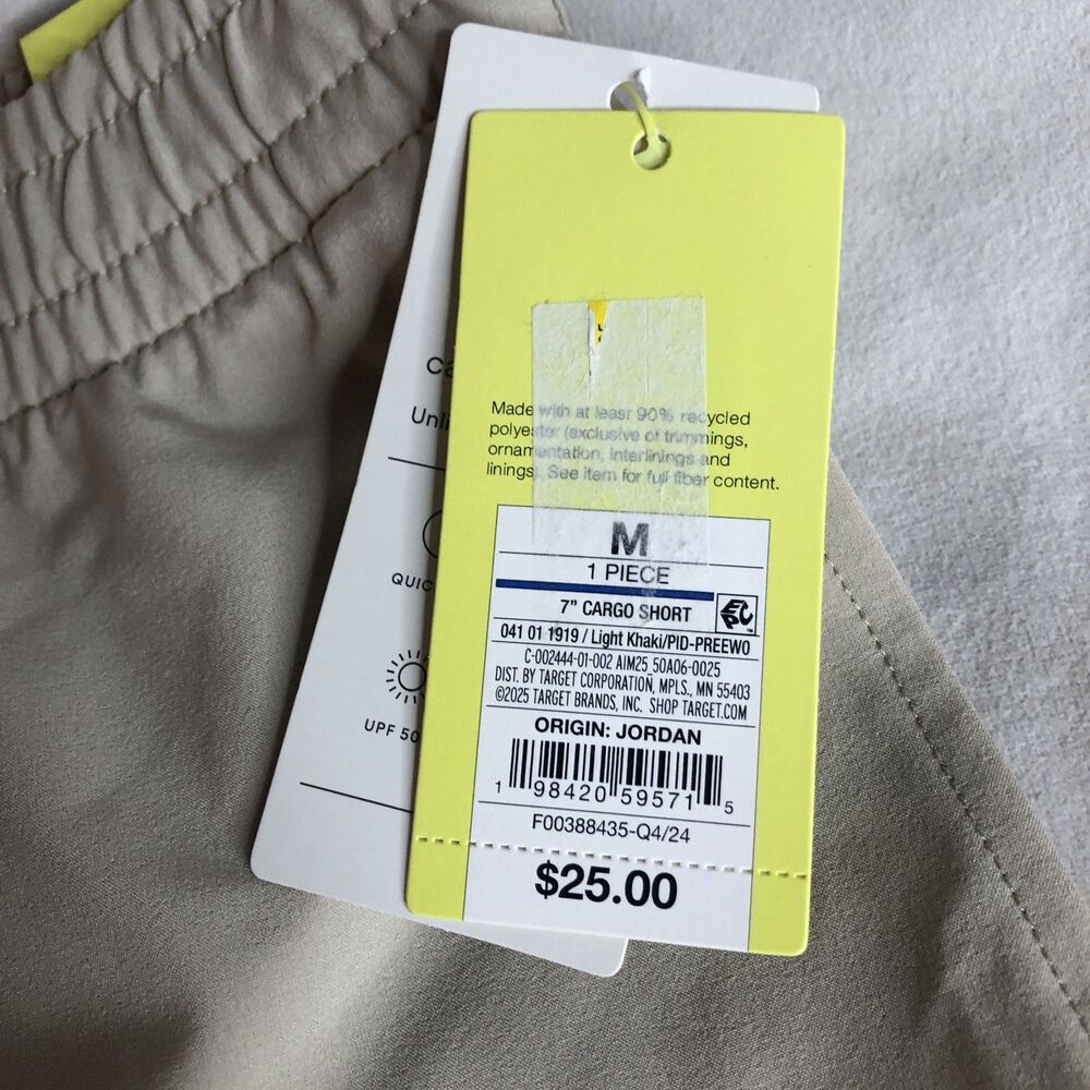 All In Motion 7” Cargo Shorts Moisture Wicking, Quick Dry SPF 50 + Sz M NEW!! - Picture 5 of 10